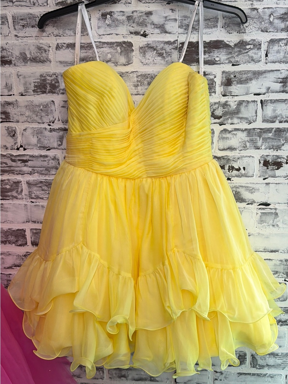 Ava Presley size 14 Soft Yellow Ruffle Homecoming Dress
